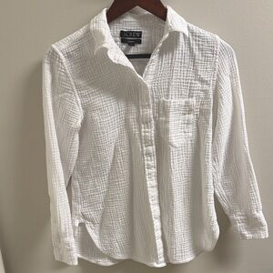 J. Crew Women’s Textured White Button Down Shirt